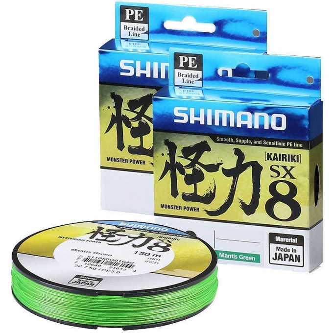 Леска плетёная SHIMANO KAIRIKI PE SX8 150м ЗЕЛЕНАЯ 0,100мм, 6,0kg 511008G0164MC